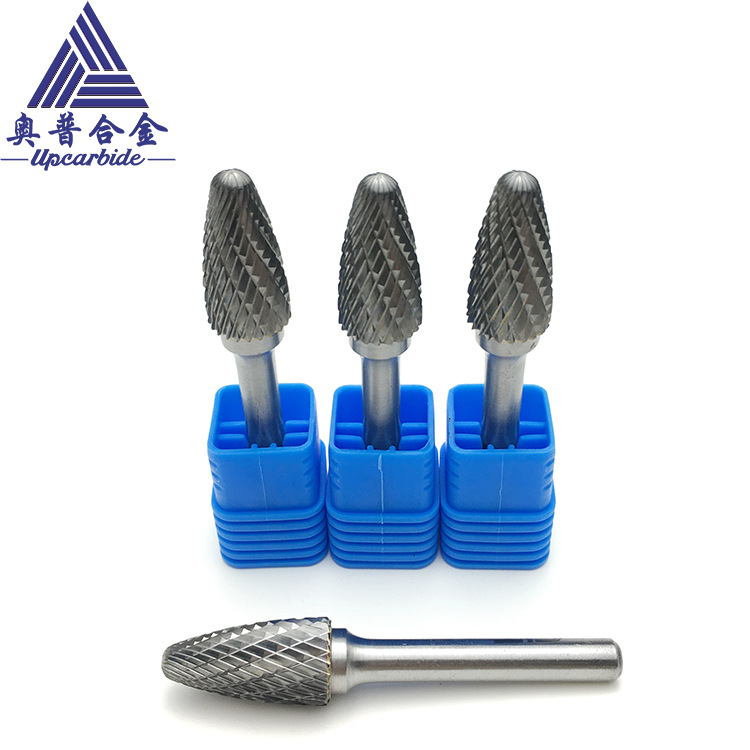 钨钢旋转锉F型弧形圆头单双槽旋转刀头硬质合金W齿宽齿铝用旋转锉