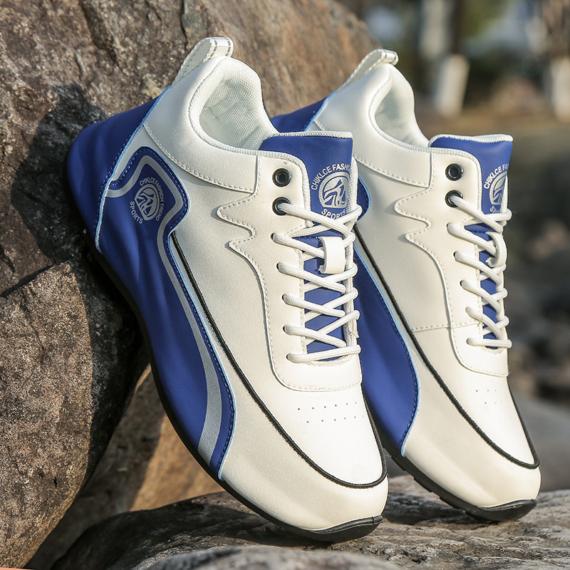 Herren Racing Sneaker Freizeitschuhe Klassisch Weiß Blau Design_voghion.com