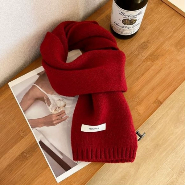 100%wool flat linen knitted-red