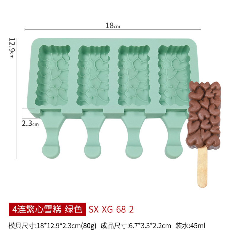 Sanxin 4-piece helado molde de silicona DIY paleta Popsicle fabricante de helados herramienta abrasiva de silicona Amazon