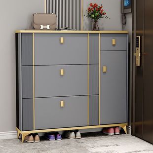 Light Luxury Tipping Bucket Shoe Cabinet, Home Entrance Door, Entrance Cabinet, Large Capacity Storage, Simple and Modern Wall-Mounted