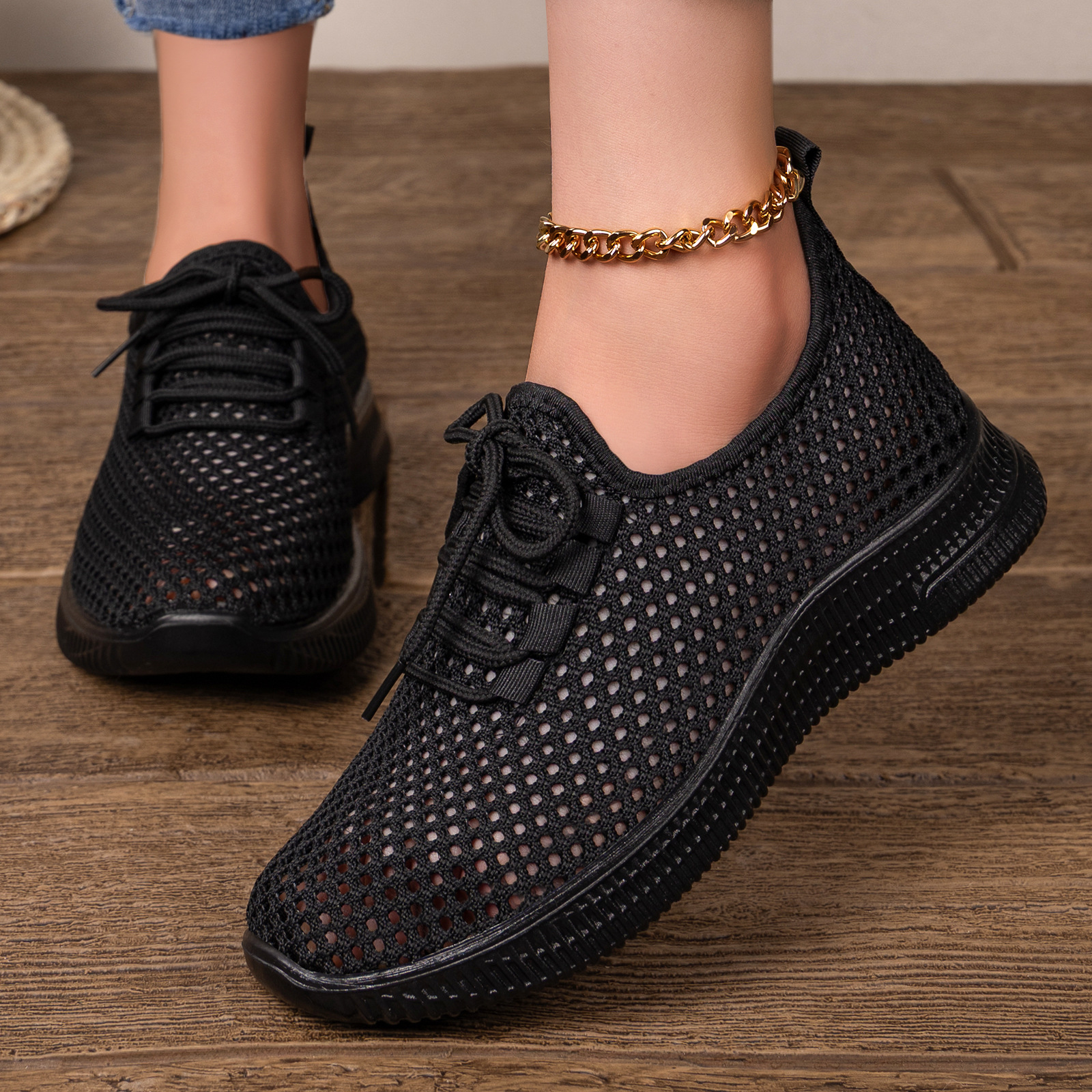 Primavera y otoño nuevos zapatos casuales de tejido de poliuretano transpirables zapatos deportivos grandes zapatos de malla de mujer