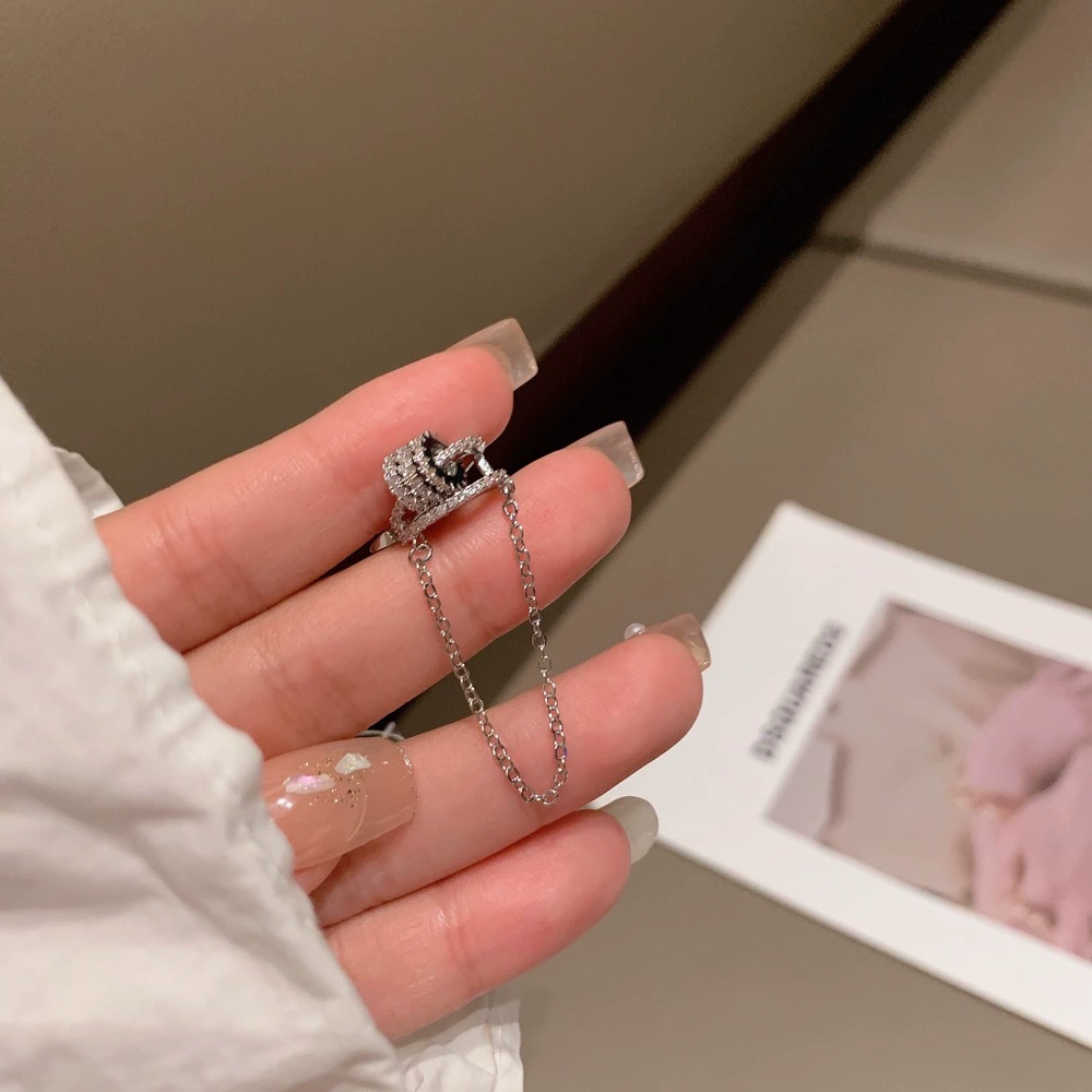 Серьги на ухо (Moon Jewelry) бирюза Циркония кисточка, микро-паве медь, без прокола светлая-роскошь