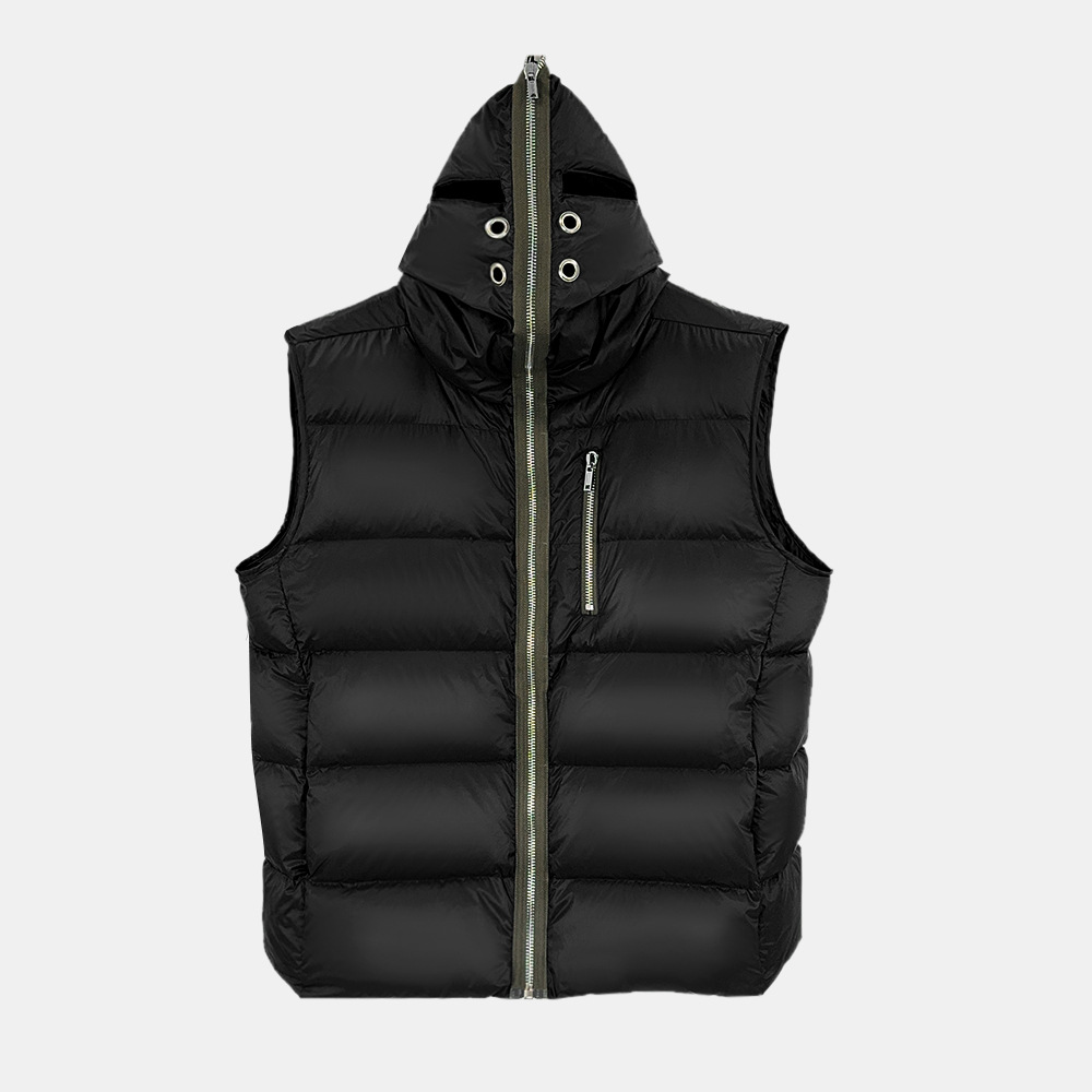 Subhuman hombres Polo tiburón diseño ojal perforado cremallera sin mangas con capucha caliente abajo chaqueta chaleco chaqueta