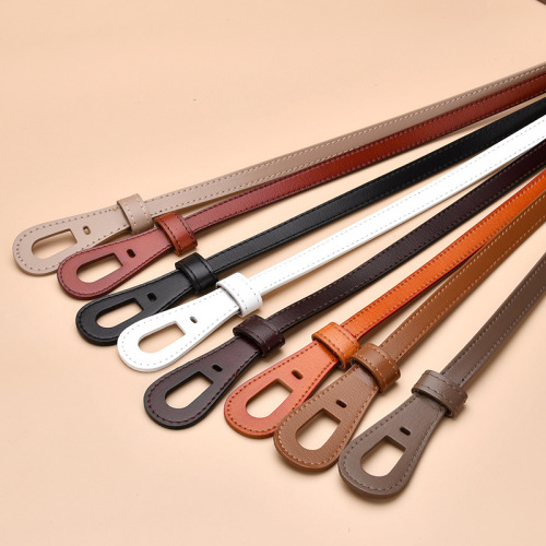 New women's leather thin belt with non-hole design and decorative belt girdle dress versatile second-layer leather women's belt