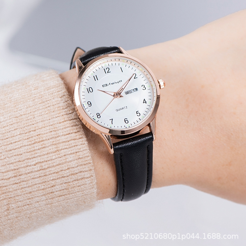 手表女简约时尚潮流男女学生星期日历夜光防水静音考试专用电子表