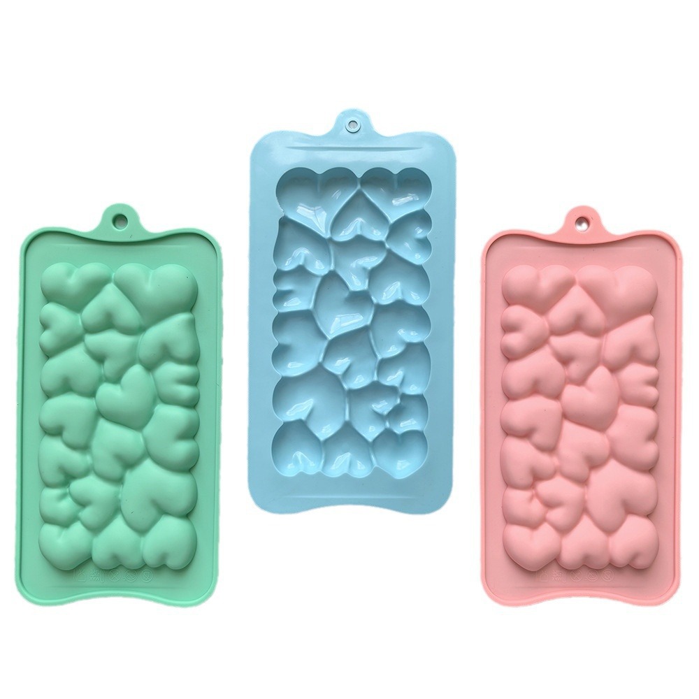 Tarta de chocolate en forma de corazón molde de silicona 3D galletas postre pasteles utensilios de cocina para hornear 581