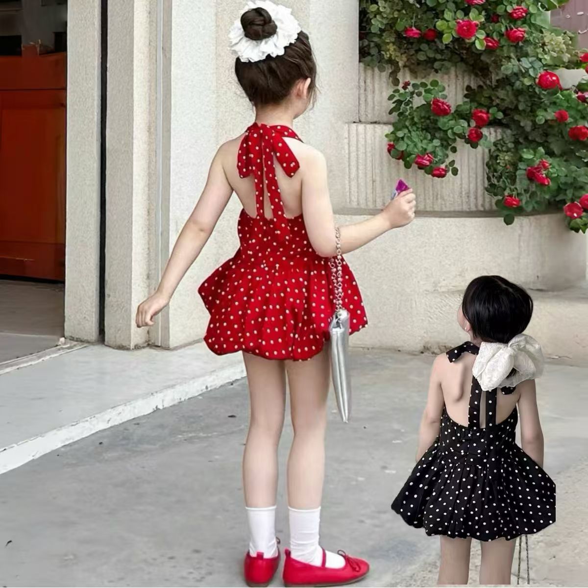 Girls' Summer Stylish Polka Dot Dress 2026 New Baby Sweet and Cute Suspender Dress Kidsren's Princess Dress