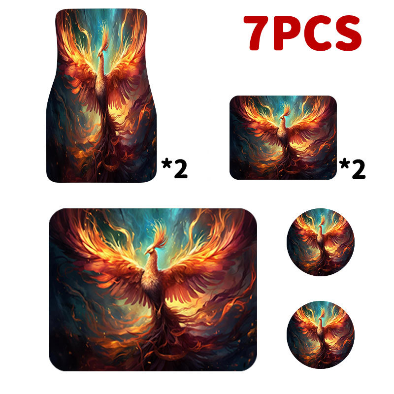 Temu Popular Universal Car Print Floor Mats, Car-Specific Cup Mats, Seven-Piece Set, Two-Piece Set, Jit One-Piece Dropshipping