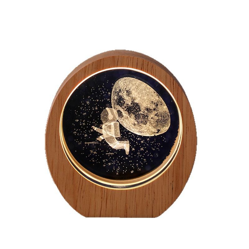 越境星小夜灯3d内彫刻発光水晶デスクトップ置物木製ベース誕生日プレゼント学生プレゼント|undefined