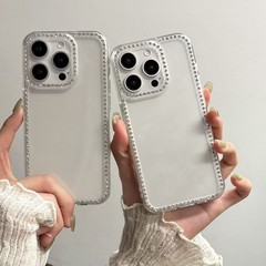 半透明の輝くダイヤモンドは、Apple 16promax 携帯電話ケース透明ソフトシェル iPhone14 大穴 15/11/xs に適しています。