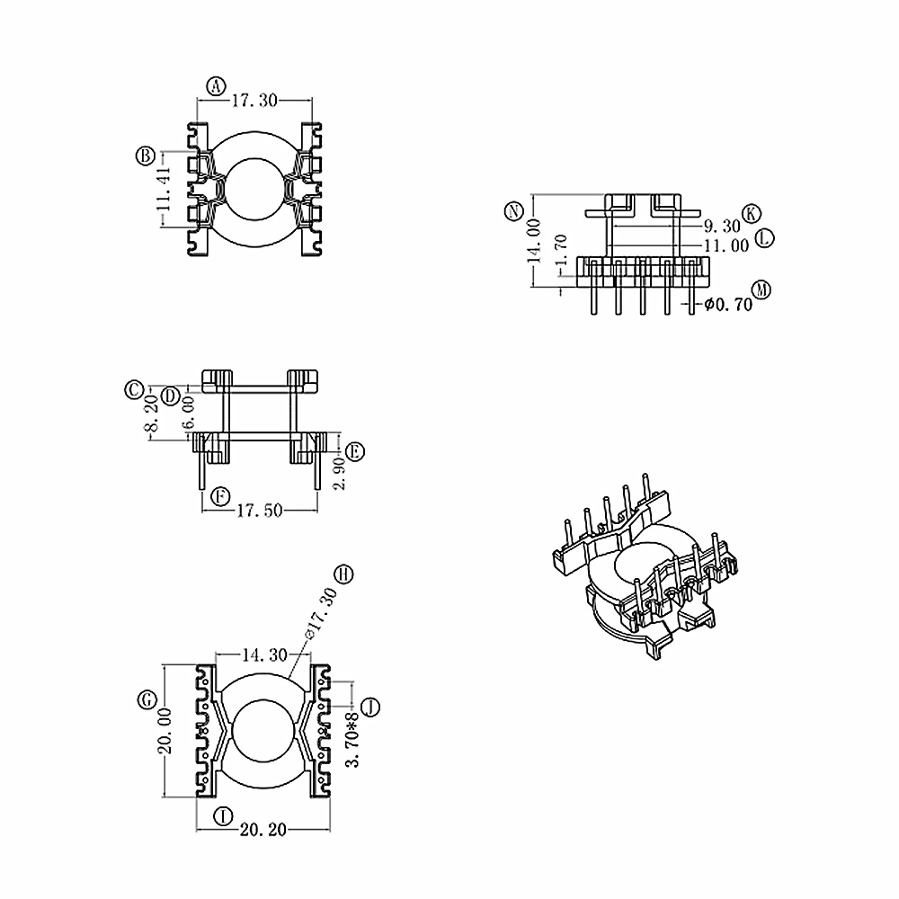PQ2014变压器骨架电木PQ20骨架立式5+5针