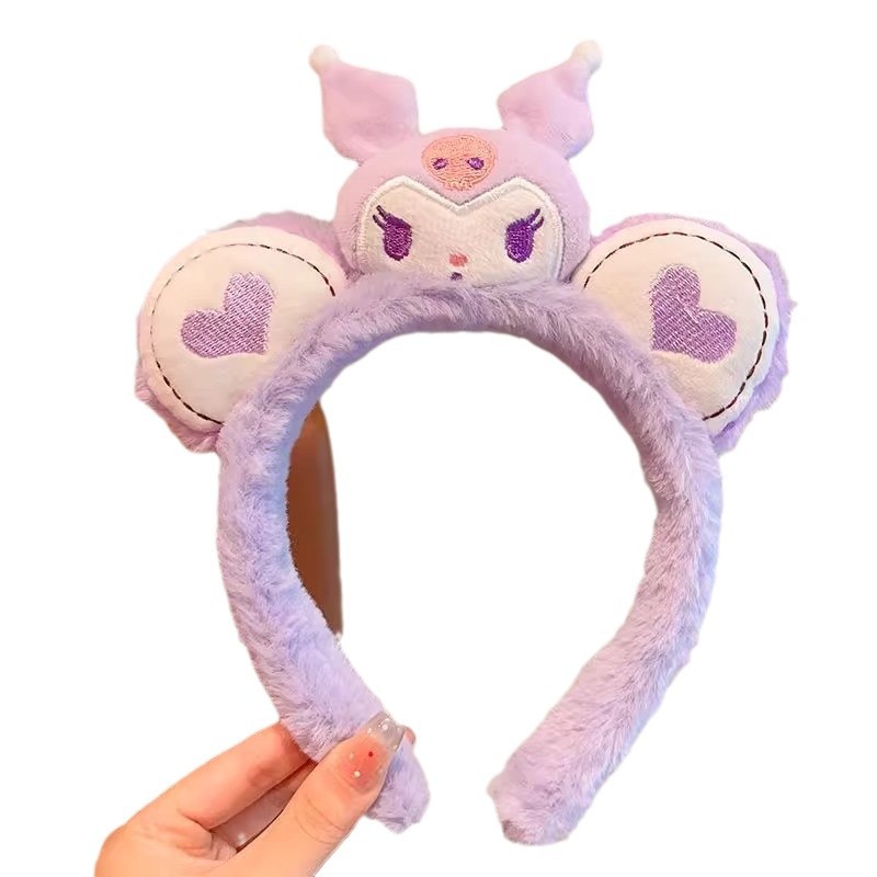 Nuevo otoño y invierno peludo aro de pelo dibujos animados Sanliogou cabeza aro de pelo especial para lavar la cara maquillaje pelo de pelo correa de pelo adornamiento