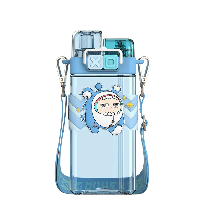 艾可思 Square children's high quality plastic straw with glass for elementary school students, fall protection