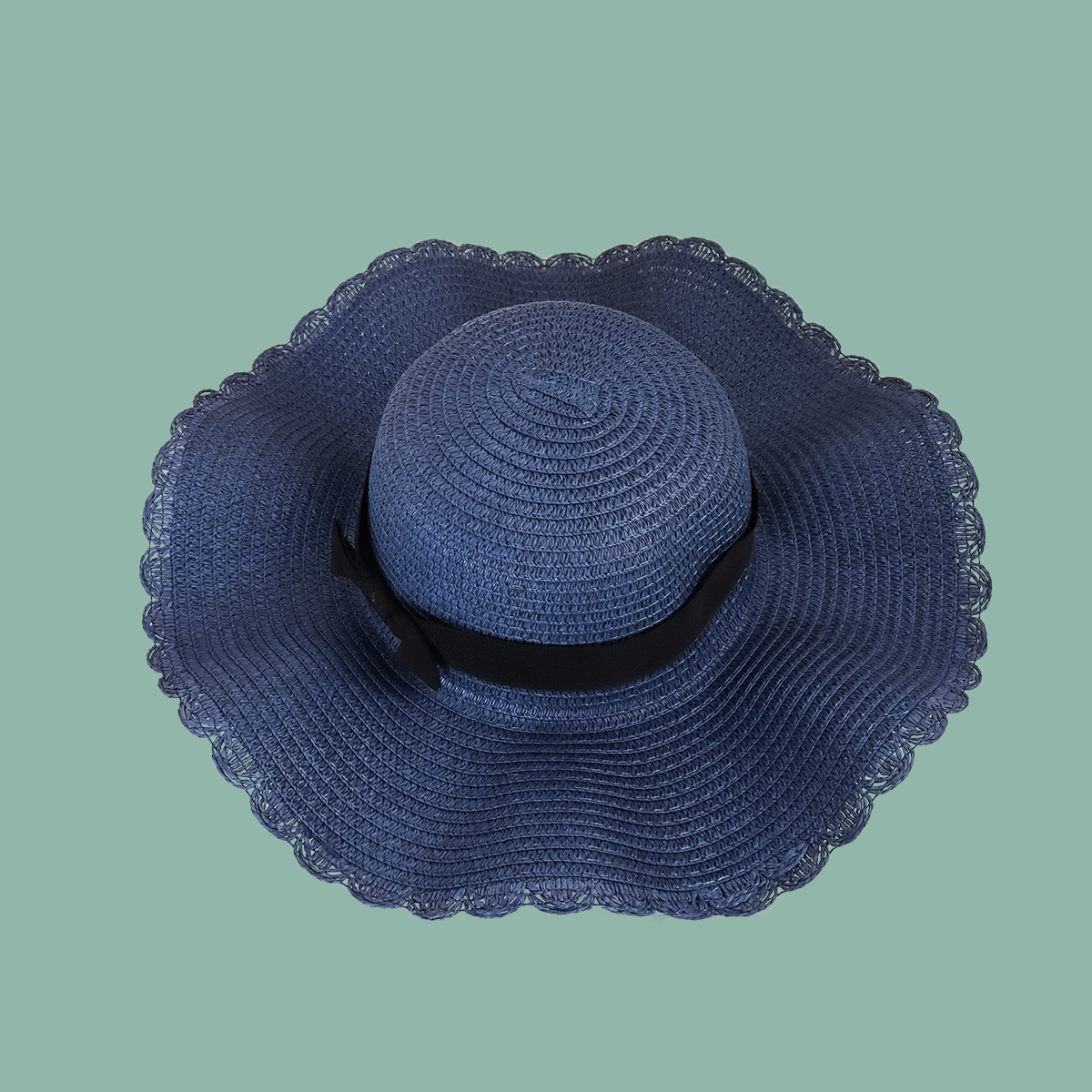 Korean Fashion Bowknot Wave Side Shade Straw Hat display picture 6