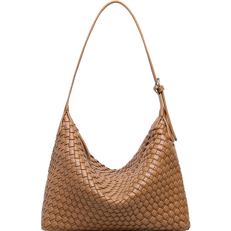 Túi tote nữ cỡ lớn đeo chéo kiểu vintage handmade dệt — màu nâu, màu trắng ngà, màu tím hoa cà