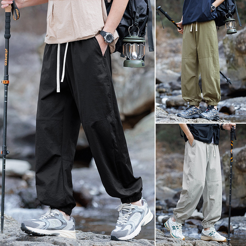 Men's Trendy Brand Sports Pants 2025 Spring and Summer Japanese Style Thin Hiking Climber Pants Youth Windproof Straight Casual Pants