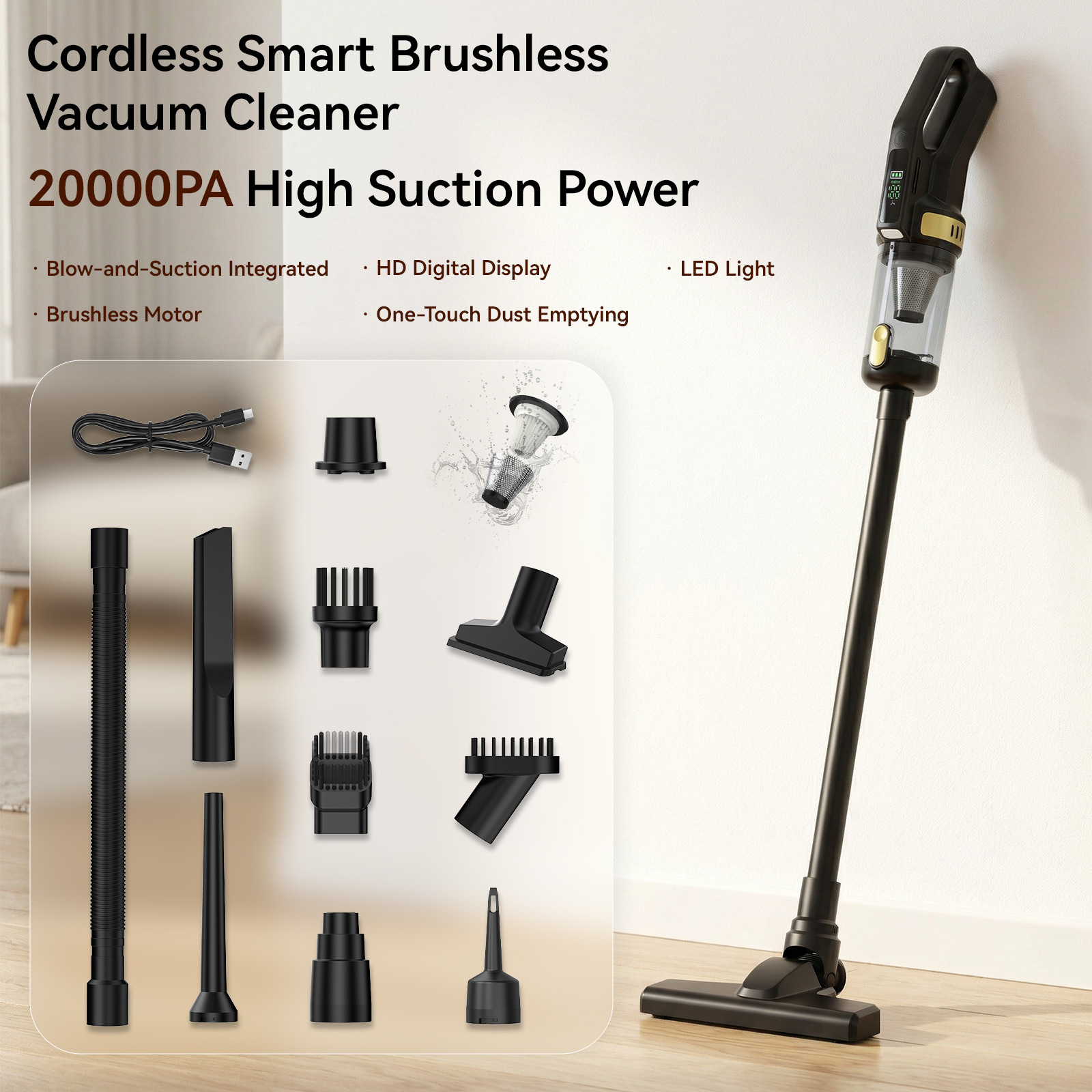 Wireless handheld car vacuum cleaner, high-power suction and blowing multi-purpose vacuum cleaner, portable household vacuum, best-selling cross-border product