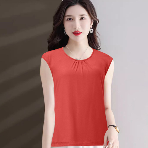 New loose large-size summer senior mom vest, all-matching slimming thin breathable sleeveless bottoming shirt