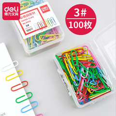 Deli Paperclip 0024 Colorful Creative Cute Paperclips Classified Storage of Financial Documents 100 Pieces/Box
