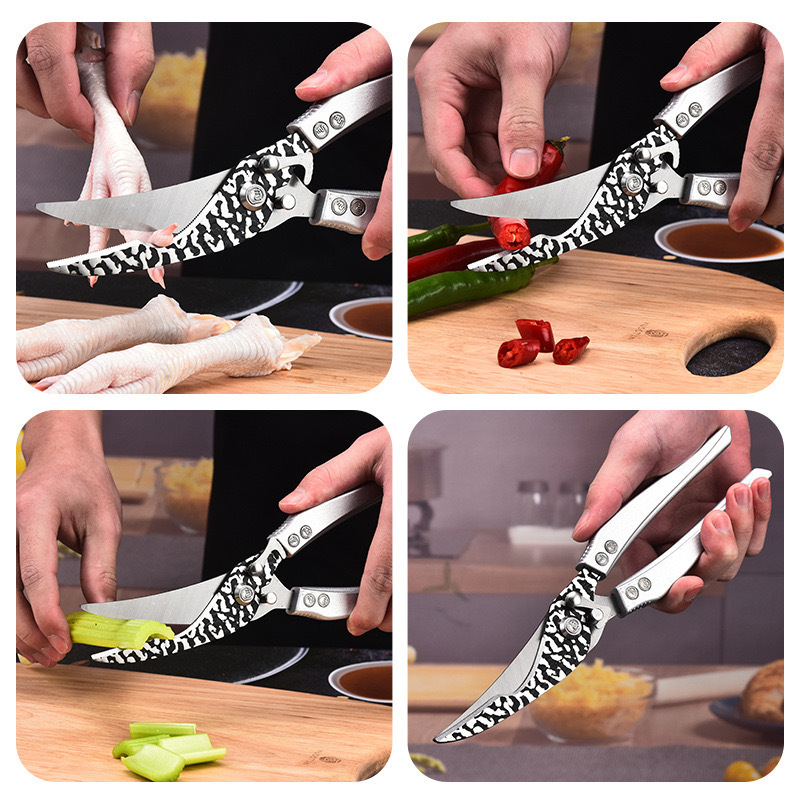 Tijeras de acero inoxidable domésticas de cocina transfronterizas, hueso de pato, pescado, carne asada, fuerte y multifuncional