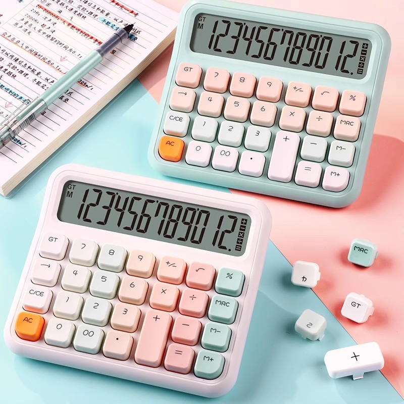 Girly Heart Large Screen Calculator Cute Creative Macaron Color Simple Portable Button Calculator Q15 Q16