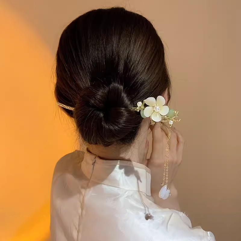 Orquídea de estilo antiguo broche de orquídea de franela nuevo estilo chino de primavera adornamiento de cabello temperamento disco broche de cabello simple broche nicho tocado