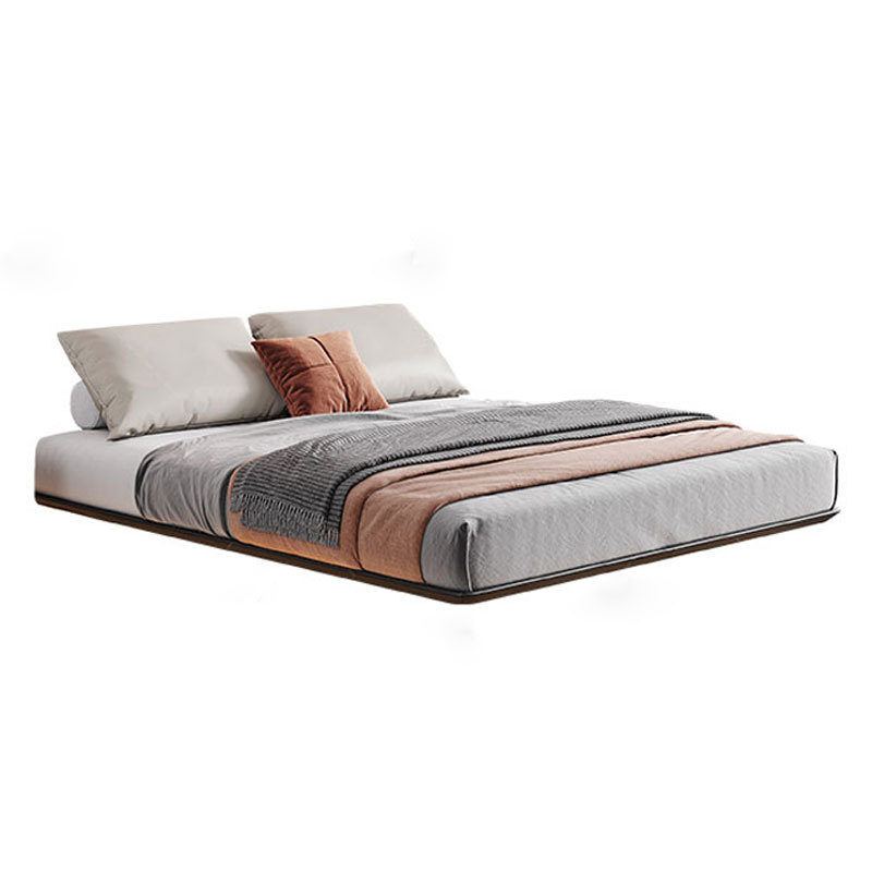 Italiano minimalista cama sin cabeza suspensión cama de madera maciza cama doble 1,8*2 M simple dormitorio pequeño apartamento marco de la cama muebles