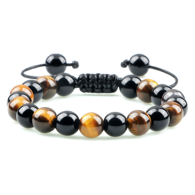 Cross-border new tiger eye volcanic rock bead bracelet, a luxurious and creative design featuring a bright, woven style with spaced beads Cross-border new tiger eye volcanic rock bead bracelet, a luxurious and creative design featuring a bright, woven style with spaced beads
