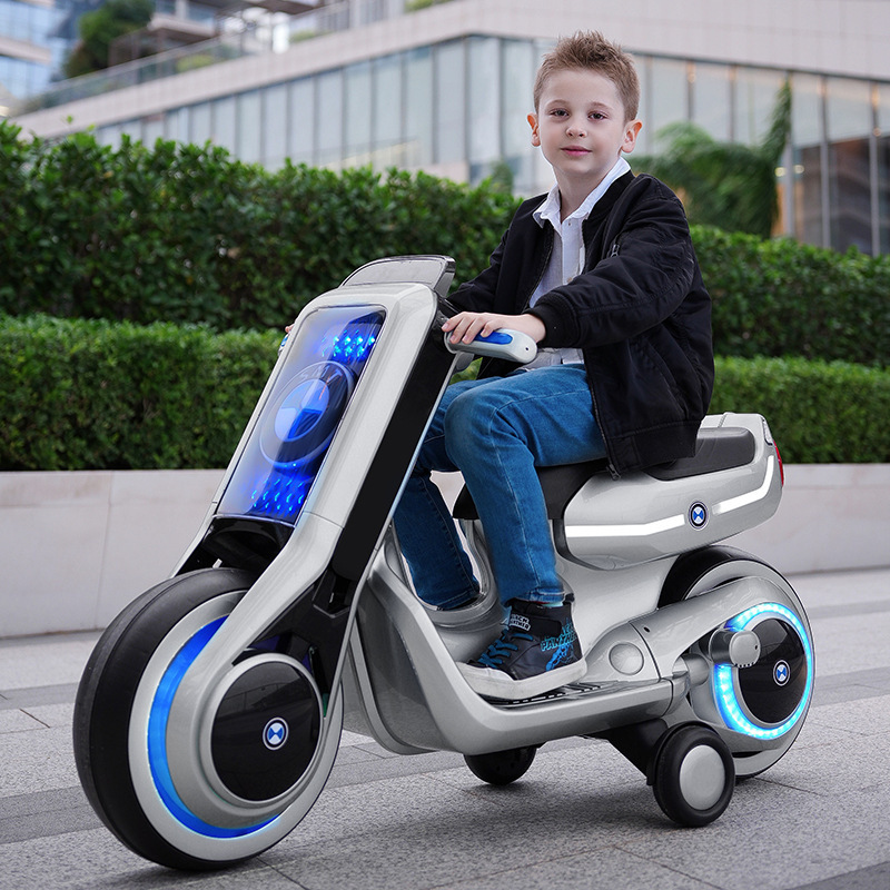 Nuevos niños de la motocicleta eléctrica puede sentarse doble niños y niñas bebé triciclo carga grande coche juguete