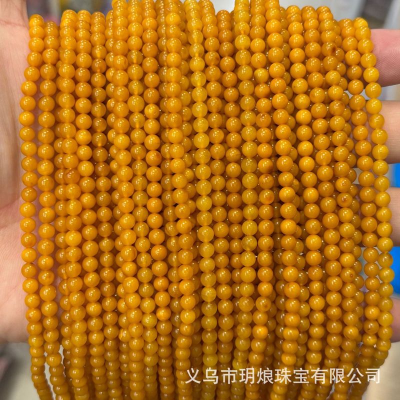 天然鶏油黄色蜜蝋ラウンドビーズフルワックス高磁器琥珀 DIY 半完成ブレスレットネックレスジュエリーアクセサリー卸売|undefined