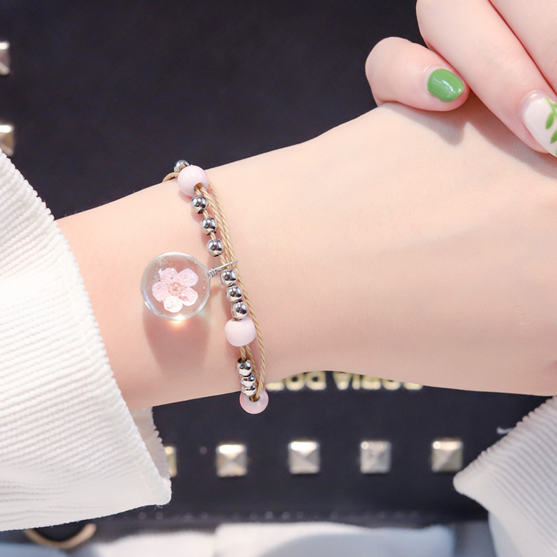 Bracelet student Simplicity personality Confidante Pearl lolita People Network Sen family College wind Red rope Bracelet