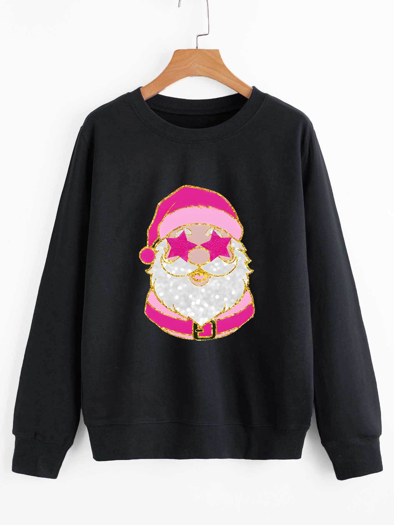 Santa Claus ojos estrella Navidad mujeres Comercio exterior suéter de cuello redondo Amazon EB manga larga dibujos animados image 7
