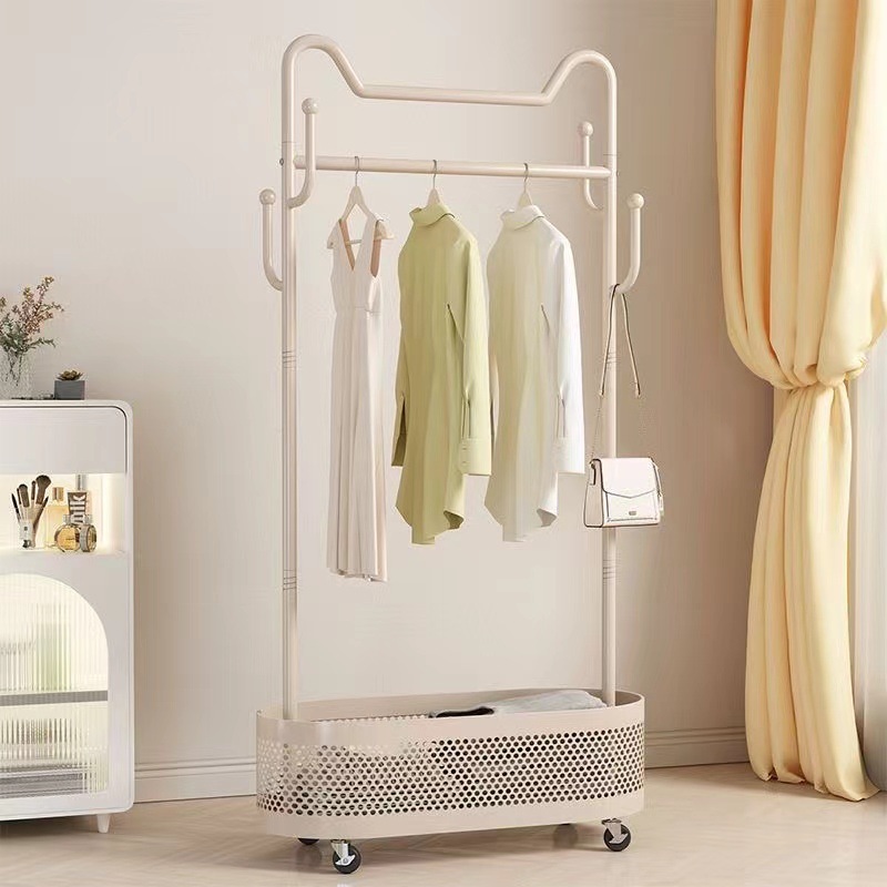 Cactus Hanger with Wheels Floor-Standing Bedroom Hanger Multi-Functional Household Clothes Simple Light Luxury Cat Ears Coat Hood