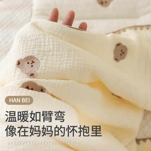 Flocked fabric bean blanket wholesale embroidery craft soft and comfortable baby kindergarten towel cover dropshipping