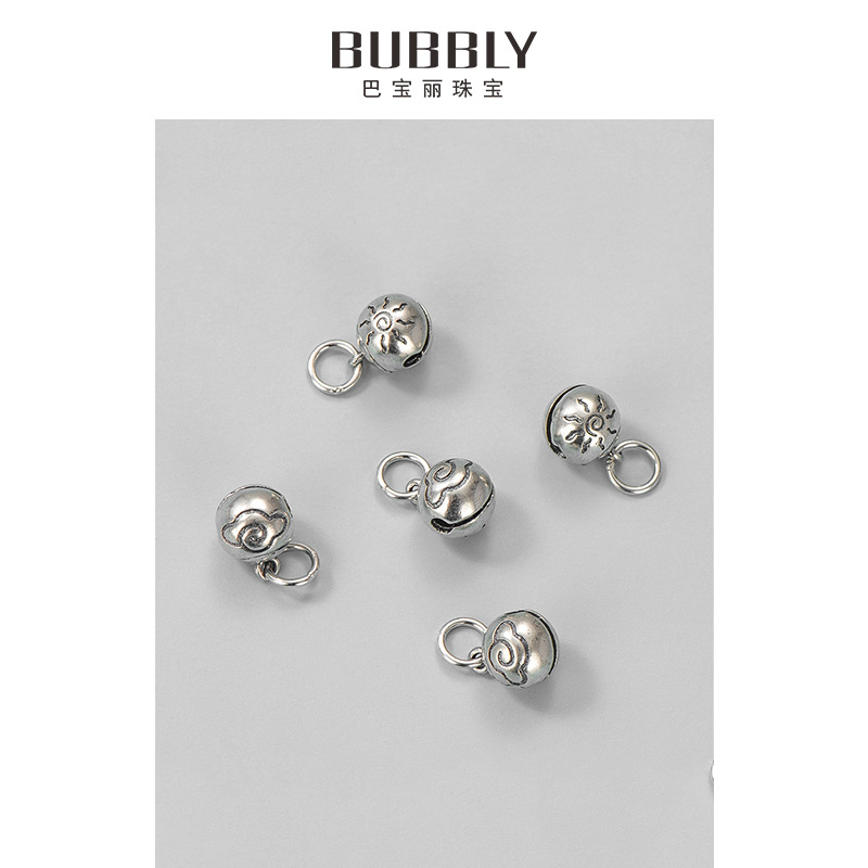 s925純銀泰銀鈴鐺祥雲太陽掛件DIY水晶串珠手鍊項鍊吊墜配件材料