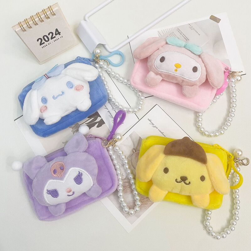 Japanese and Korean Cartoon Cute Doll Square Small Wallet Couple Coin Earphone Storage Bag Small Gift Wholesale
