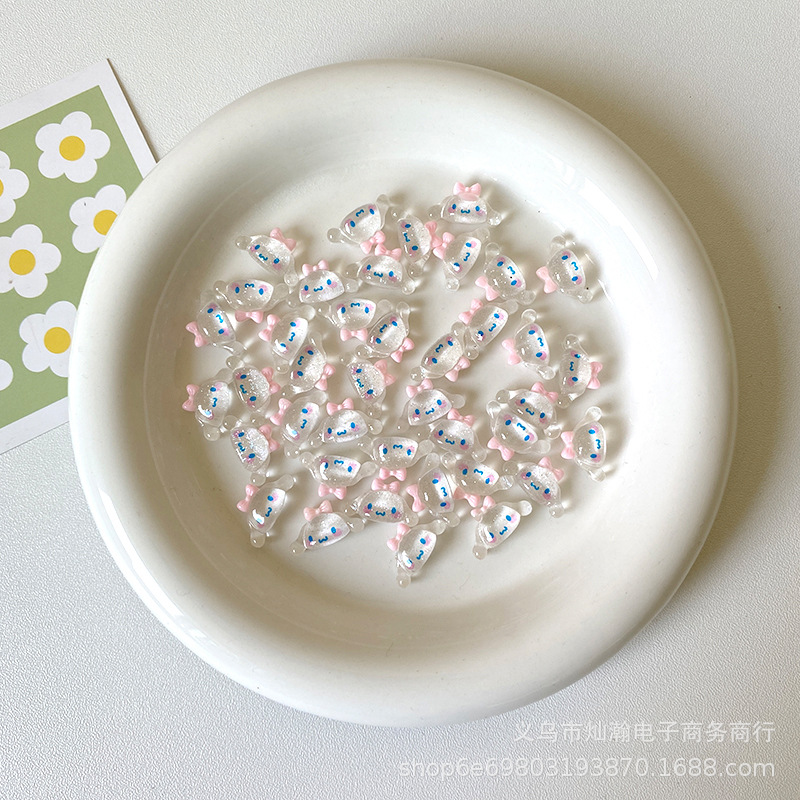 Tamaño pequeño hielo transparente flash fino Sanrio accesorios de resina DIY teléfono móvil Shell agua taza crema pegamento horquilla decoración uñas