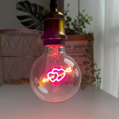 藝術裝飾燈復古燈泡G95丘比特一箭穿心吊燈燈泡可調光3W粉色燈泡