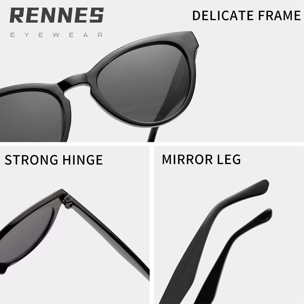 Nuevo estilo transfronterizo al por mayor ojo de gato gafas de sol para exteriores celebridades de Internet para mujeres con el mismo estilo de fotografía callejera personalizada con gafas de sol esenciales