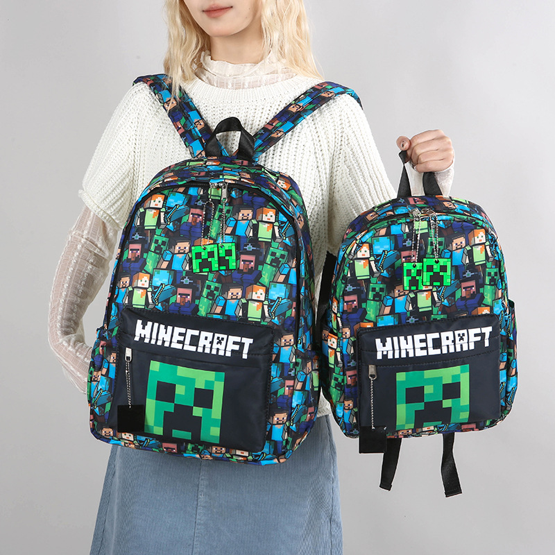 Minecraft Backpack Large Capacity Student School Bag Large and Small Boys Cartoon Backpack High-Looking Backpack
