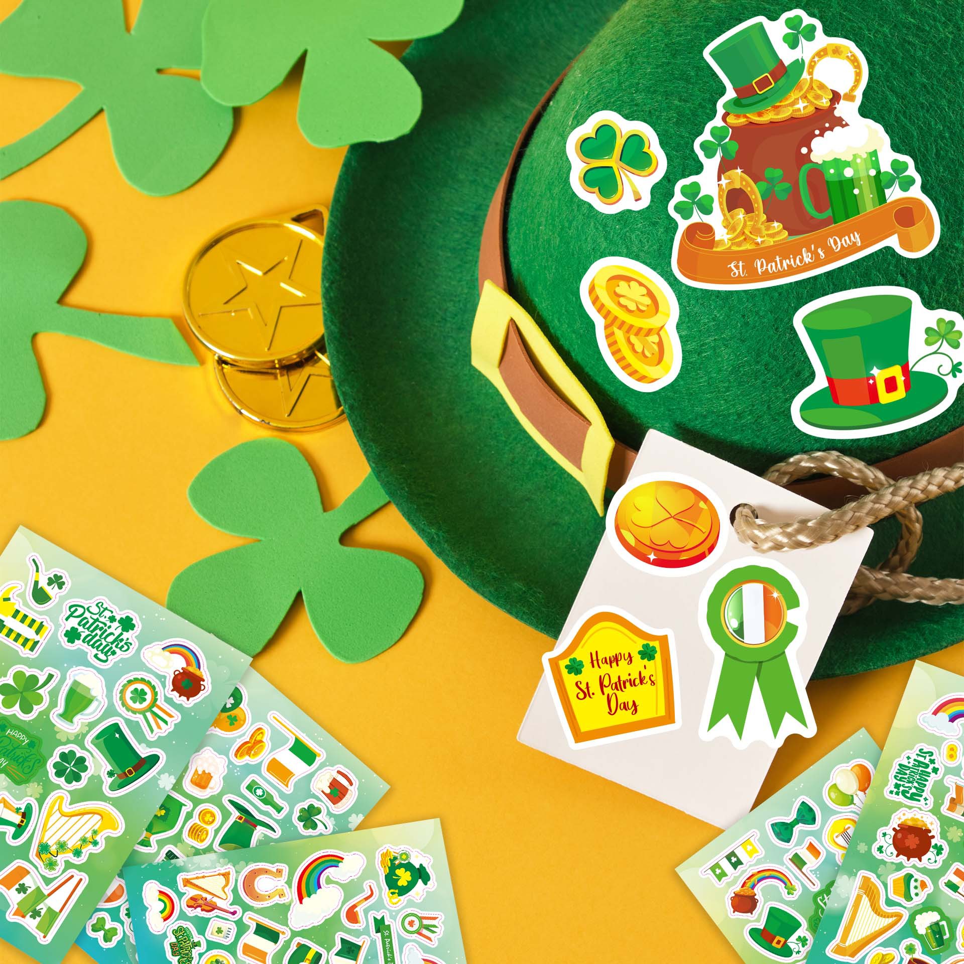 CM2311007 dibujos animados para niños lindo Festival irlandés rompecabezas interactivo entre padres e hijos DIY pegatinas