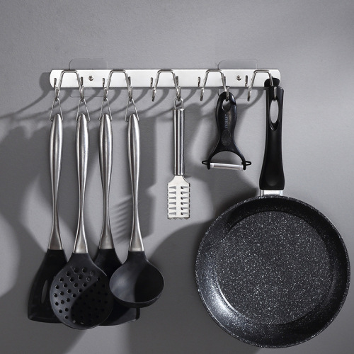 Stainless steel hook sticky hook strong kitchen row hook clothes hook double hook curved hook bathroom hook punch-free hanging rack