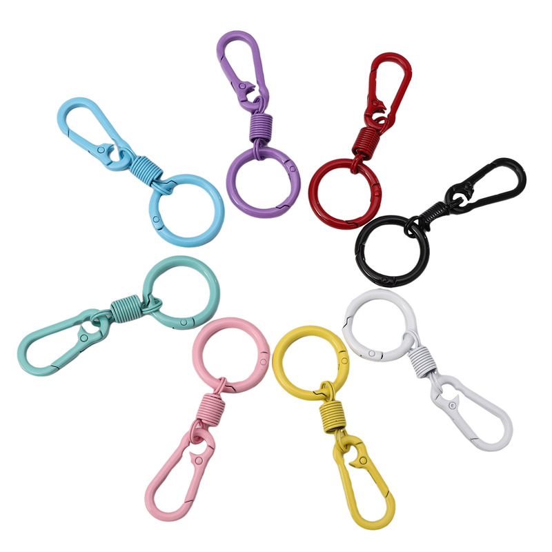 1 Set of Alloy Keychain Key Ring Spring Buckle Handmade DIY Luggage Hook Key Chain Accessories Material Package Wholesale
