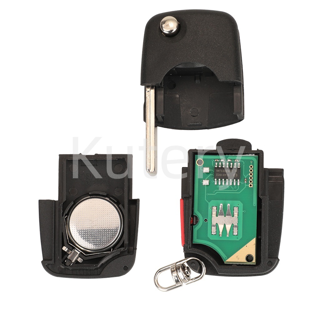 Suitable for Audi 4-button folding remote control car key, 315 frequency, ID48 chip, 4D0837231E round pin position