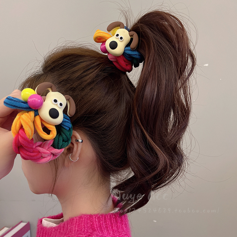 超可爱狗狗头绳发圈感皮筋女扎头发绳高弹力耐用网红加粗皮套