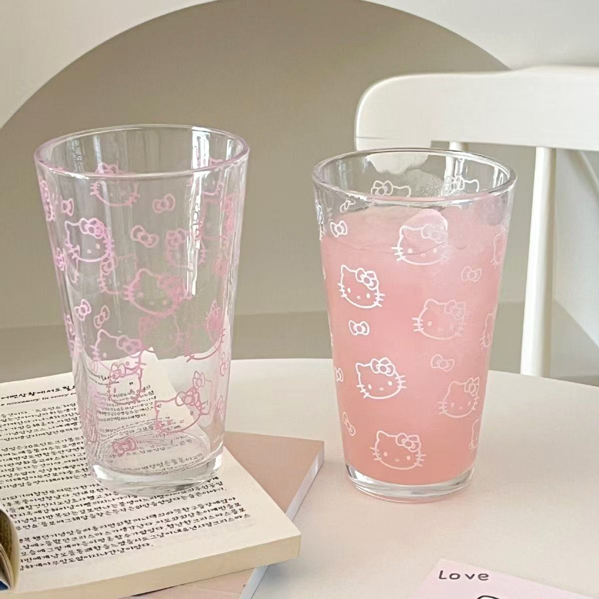 New Kt Cat Cute Household Glass Cup for Entertaining Guests, Ins-Style High-Value Iced Americano Coffee Cup