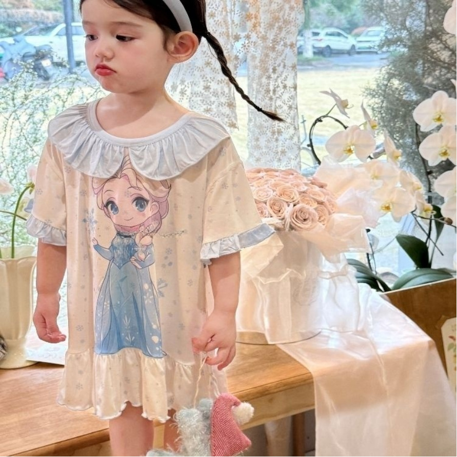 Pijama de niñas pijama infantil modelo verano princesa aicha viento bebé ropa de casa vestido delgada