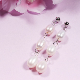 Zhuji Shanxia Lake Freshwater Pearl Earrings Temperament Easiest for Match Ear Wire Women's S925 Silver Needle Tassel Earrings Wholesale Delivery