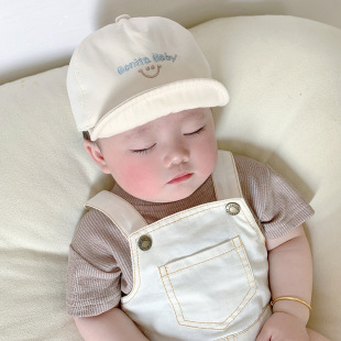 Baby cap summer thin breathable cute super cute smiling face soft eaves 3-6-12 months baby sun hat tide